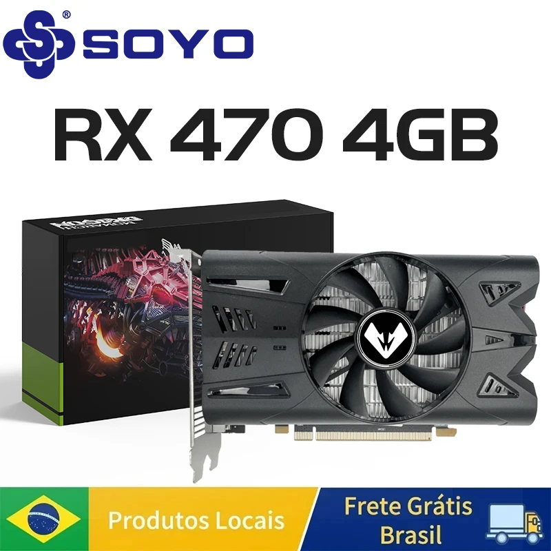 SOYO Graphics Cards AMD Radeon RX470 4G GDDR5 256bit Video Card HDMI+DP+DVI For Desktop Gaming Computer components GPU RX 470