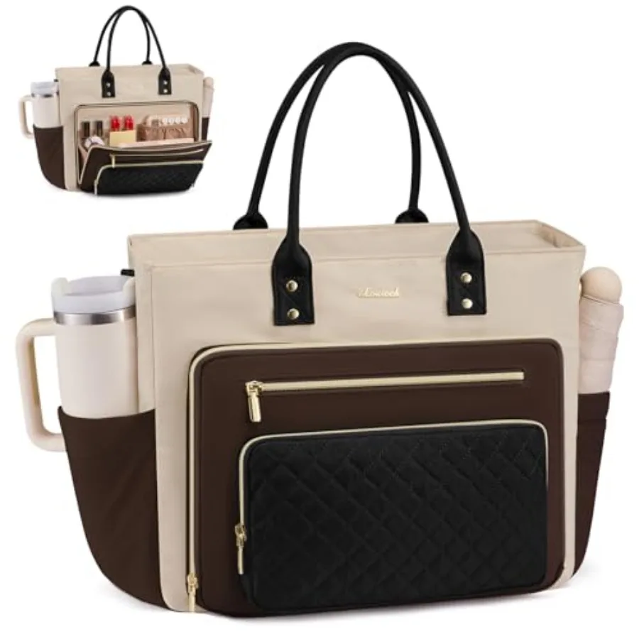 

Laptop Tote Bag for Women With Large Cup Holder, Work Bags Teacher Nurse Bag, Professional Briefcase Business Travel Large Purs