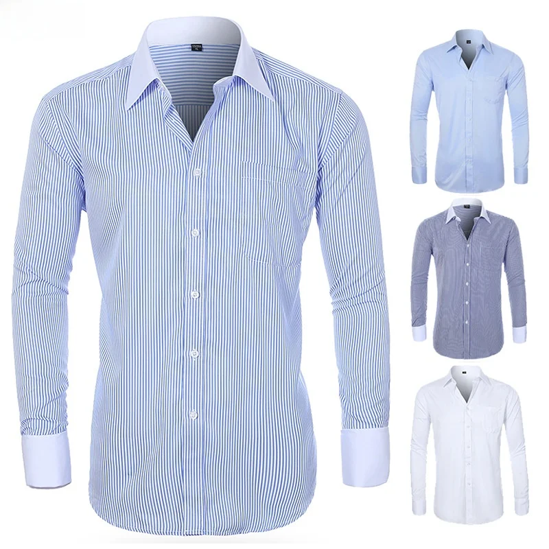 

Busin Men's Long Sve Slim Fit irt Casual Sle Striped Pattern Organic Cotton Commute Friendly Iron Free irt