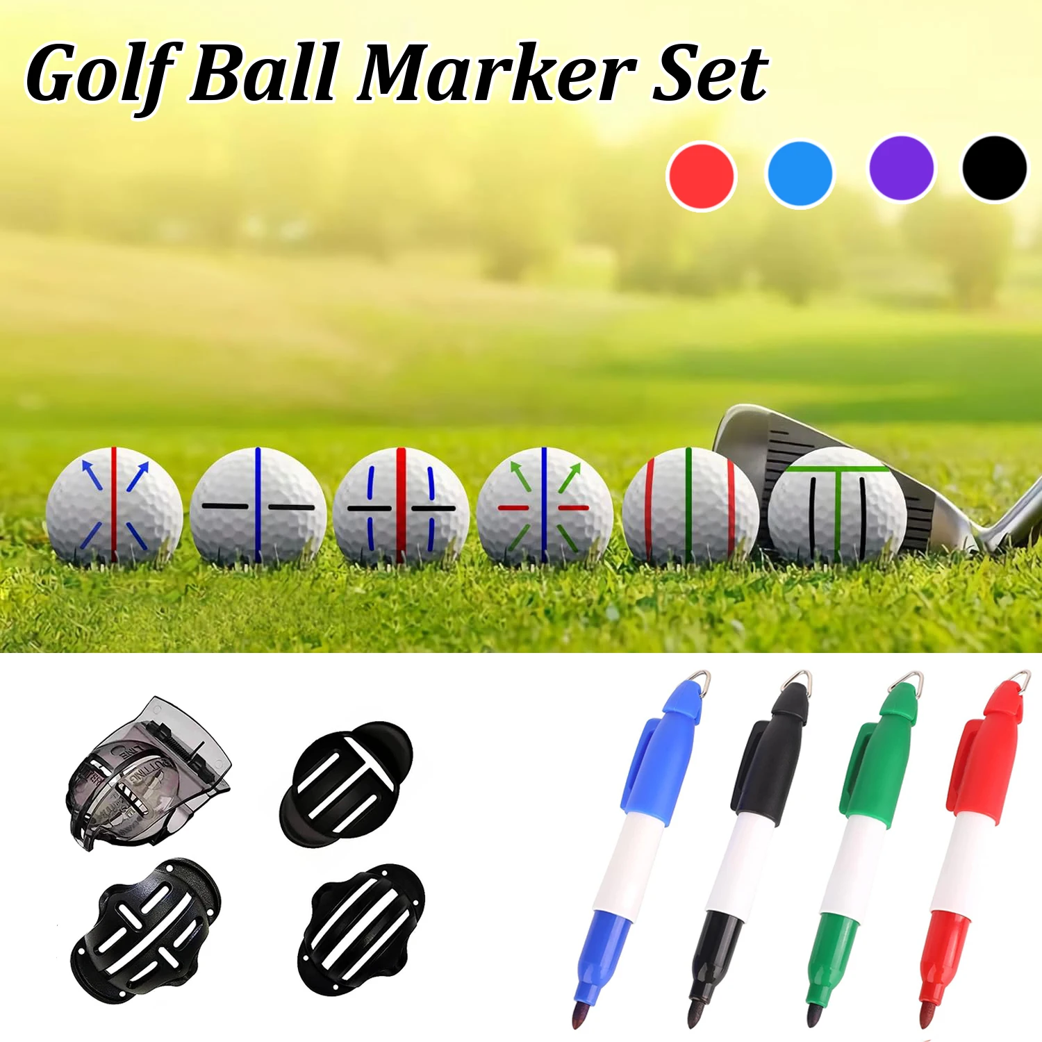 Precision Golf Ball Marker Line Marker Drawing Tool and Marks Pens Set Golf Training Aids Accessories Marking Scribe Liner Tools