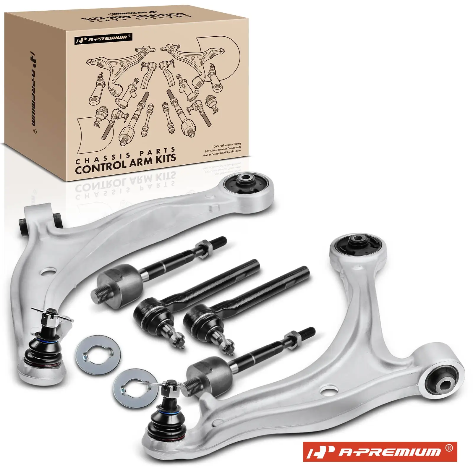 A-Premium 6x Front Lower Control Arm with Ball Joint & Tie Rod Ends for Honda Odyssey 2005-2010