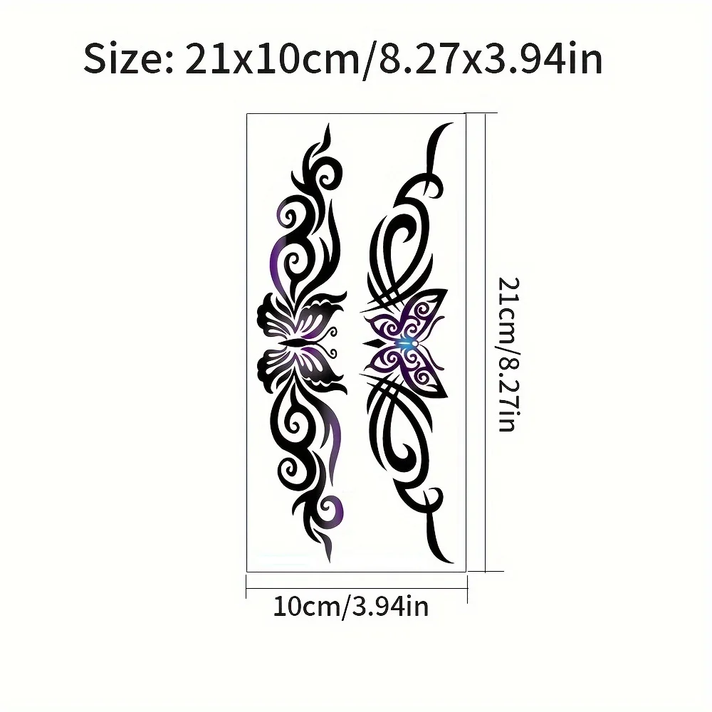 4 أوراق مثير البطن الخصر لصاقات وشم النساء غطاء ندبة لصاقات وشم مؤقت القبلية زهرة فراشة الوشم القابل للتصرف #6