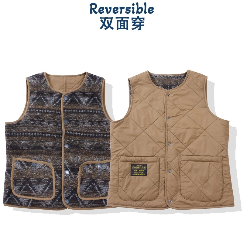 

Осень-зима 2022, британский смешанный шерстяной жилет Fair Island, индийский тотем, двустороннее стеганое пальто с бриллиантами и хлопковой подкладкой