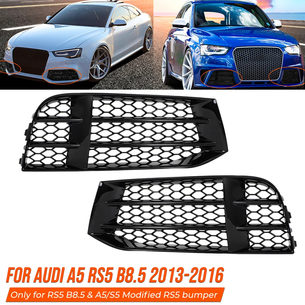 

For Audi A5 RS5 B8.5 2013 2014 2015 2016 8T0807681 F8T0807682F Front Bumper Grille Side Fog Light Grille Honeycomb Mesh Grill