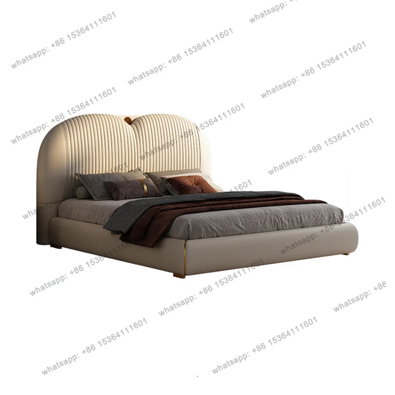 

Modern bedroom furniture leather soft back bed 1.5/1.8M frame bed
