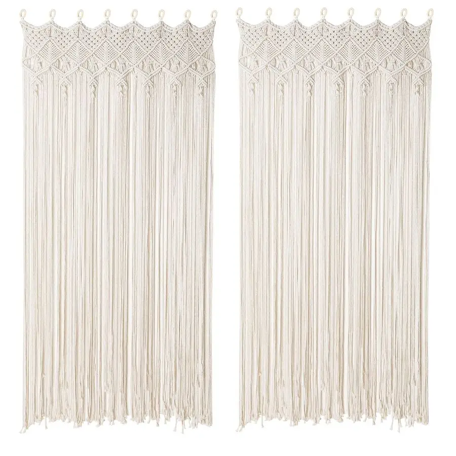 

Macrame Curtain for Window Doorway Handmade Large Long Macrame Wall Hanging for Living Room Bedroom Bohemian Home Wedding Backdr