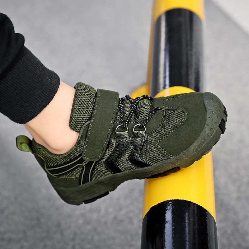 Children\'s Casual Army Green Boys Shoes Breathable Mesh Sports Shoes Summer Students Children\'s Sports Shoes