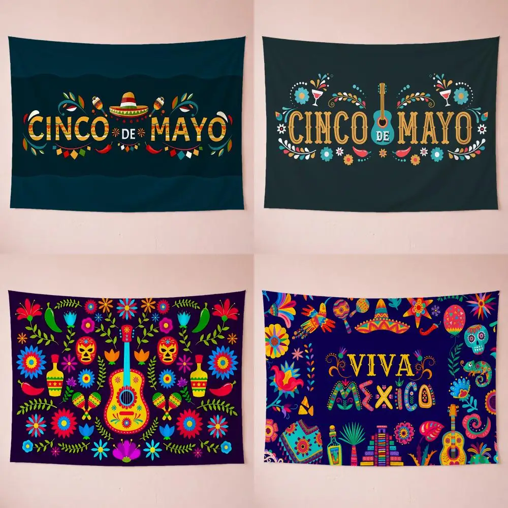 Modern Joyful Mexico C-Cinco de Mayo Tapestry Washable Soft Tapestry Wall Art Decor for Living Home Room Bedroom