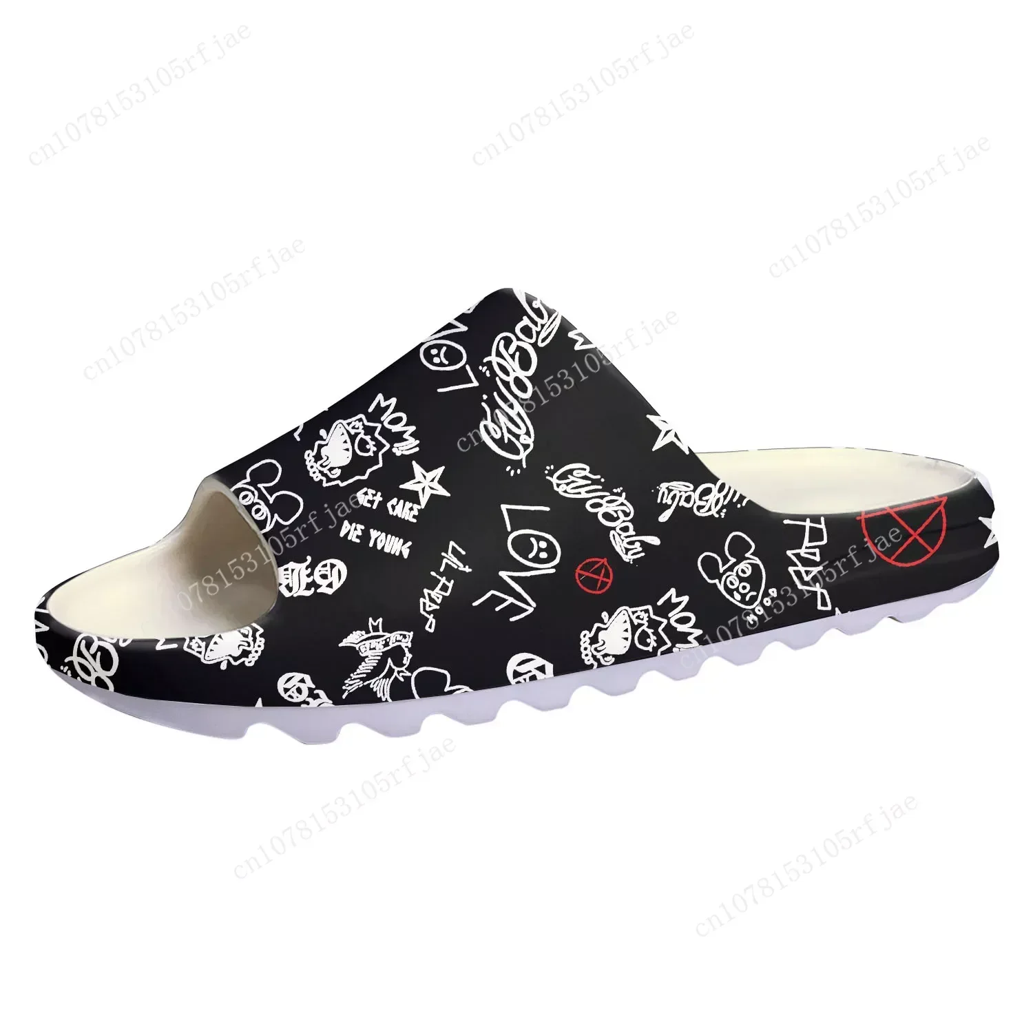 

Lil Peep Hot Hip Hop Rapper Soft Sole Sllipers Home Clogs Step on Water Shoes Mens Womens Teenager Customize on Shit Sandals