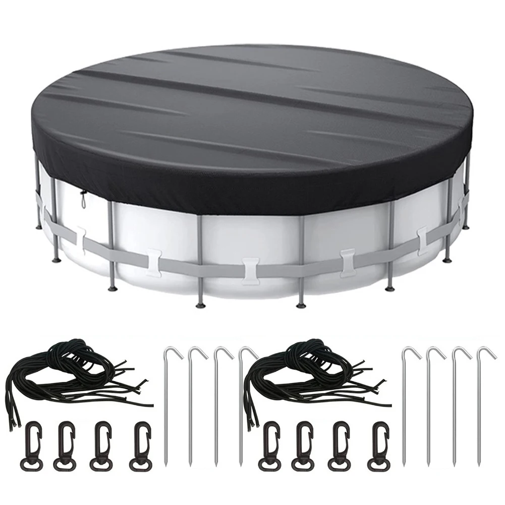Capa preta para piscina, tecido oxford 210d, uso para piscina externa, proteção para piscina de inverno, material resistente e ecologicamente correto