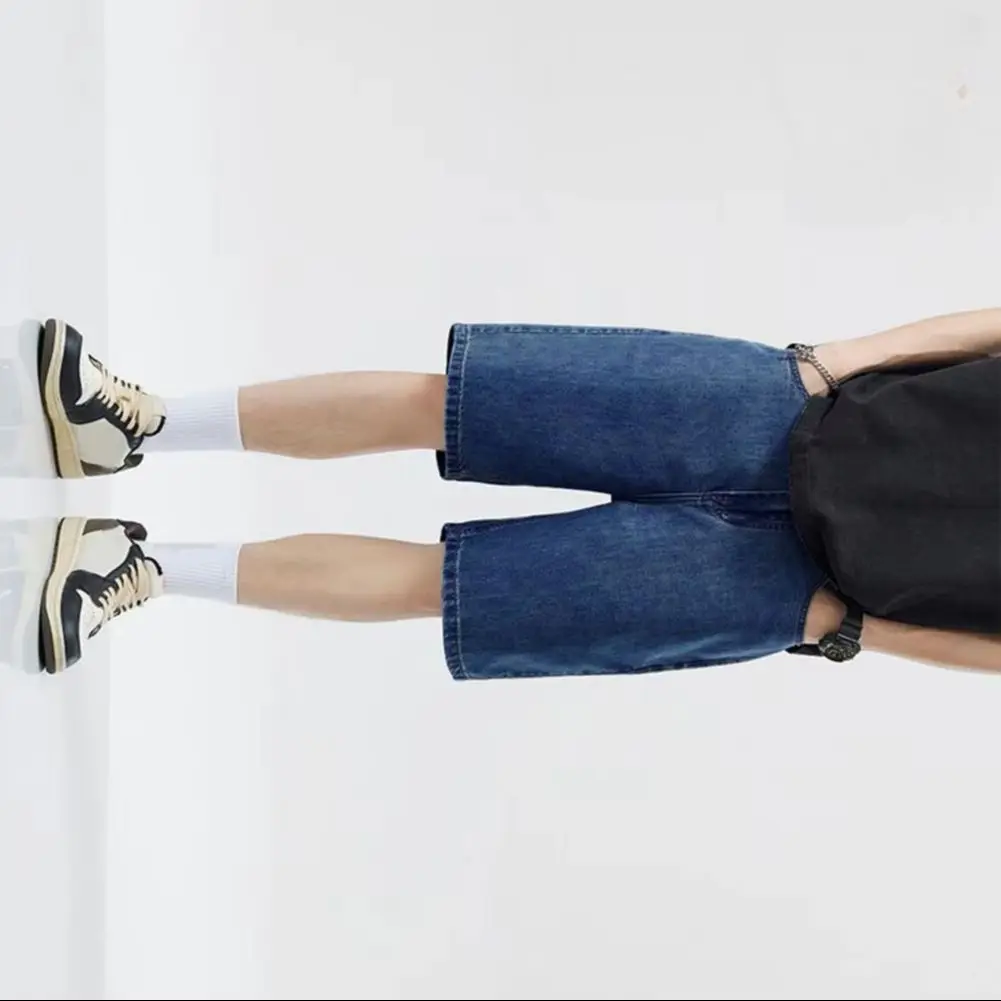 

Летние спортивные шорты 2025 года, мужские шорты, мужские джинсовые шорты с эластичной резинкой на талии и карманами для летнего спорта, повседневная одежда