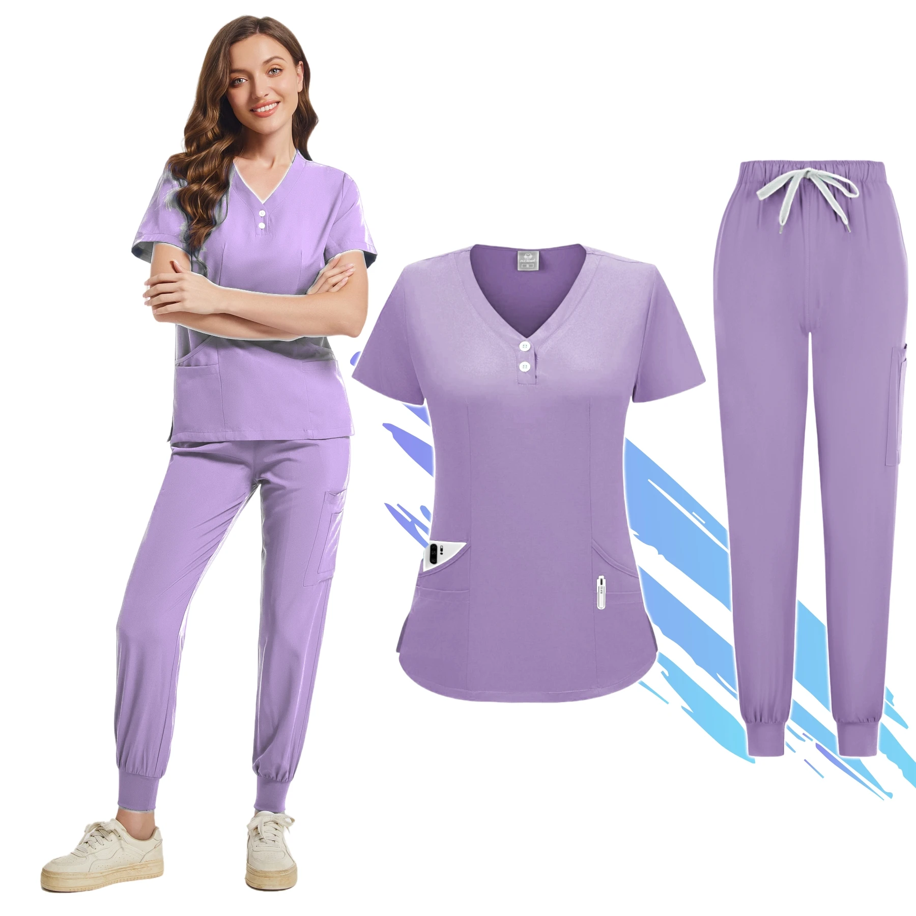 Scrubs Medical Uniforms Women Solid Color School Uniform Dental Clinic Surgery Set Beauty Salon Cleaning Work Clothes Wholesale