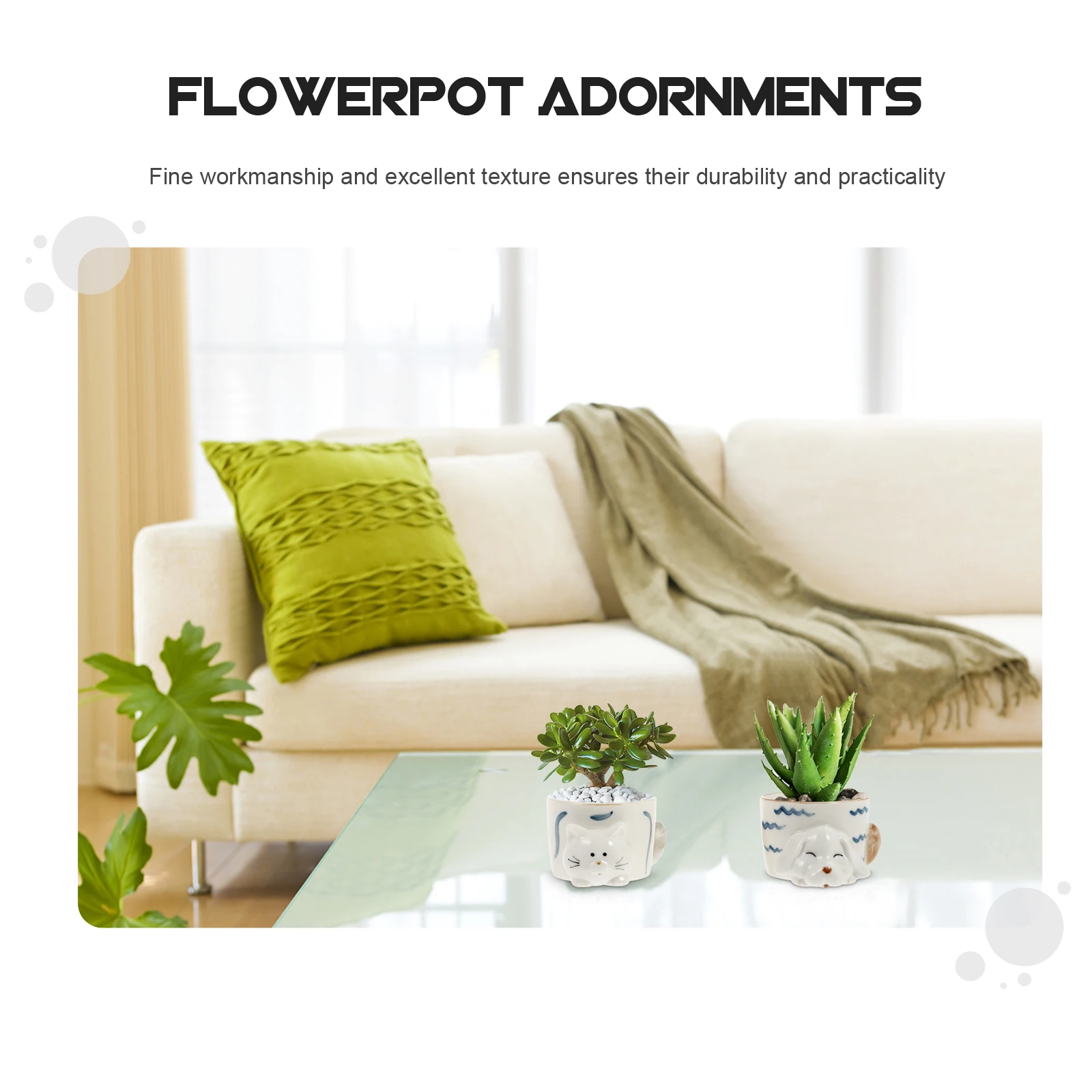 

2Pcs Cartoon Animal Flowerpots Creative Ceramic Plant Containers Adorable Desktop Decor Home Garden Bonsai Pots