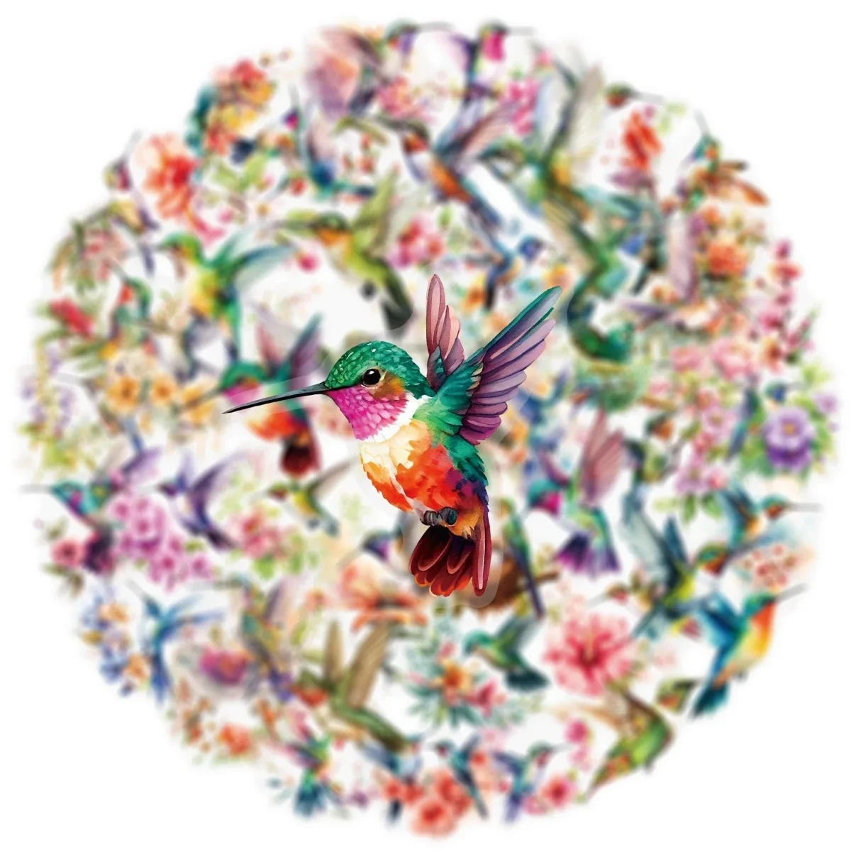 50/100PCS Cartoon Kolibrie Bloem PET Graffiti Stickers Esthetische Briefpapier DIY Decoratie Scrapbooking Laptop Skateboard