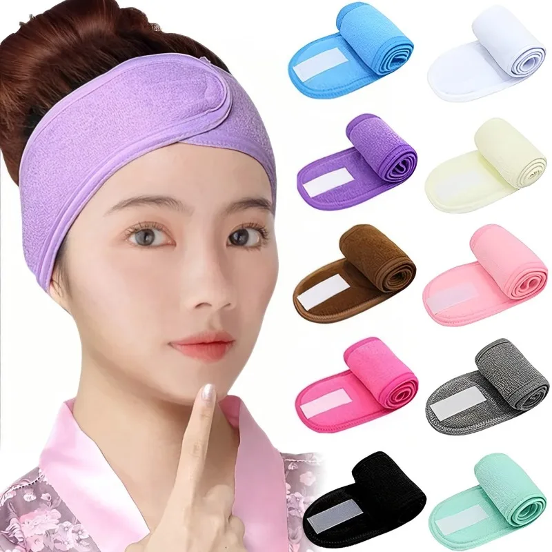 Eyelashes Extension Adjustable Hairband Spa Bath Shower Wrap Head Terry Cloth with Magic Tape Cosmetic Women Make Up Accessories