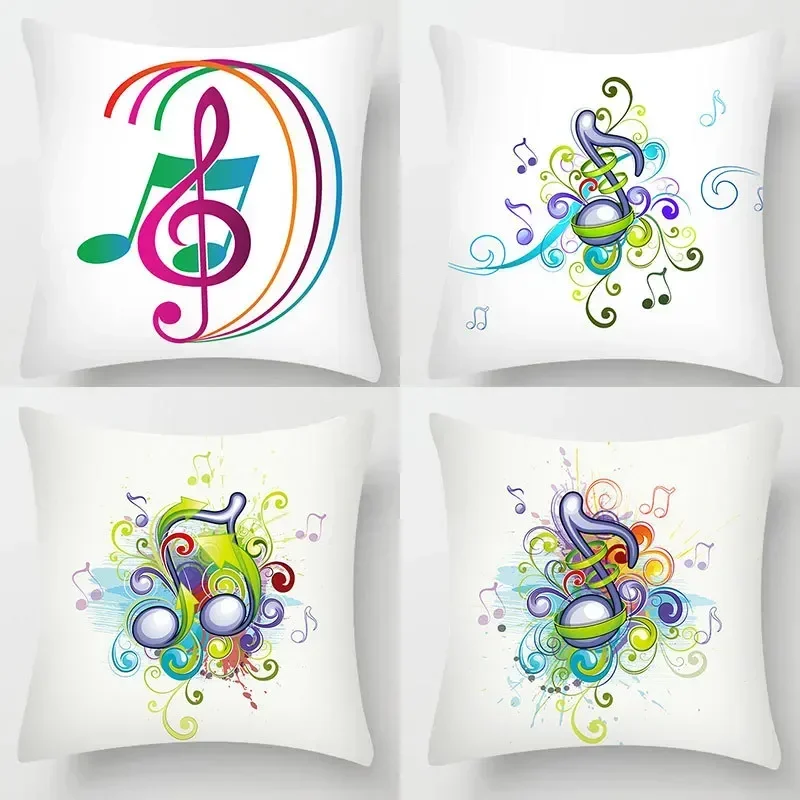 Bedroom Sofa Car Pillowcases Living Room Bed  Cute Musical  Colorful Note pillowcase