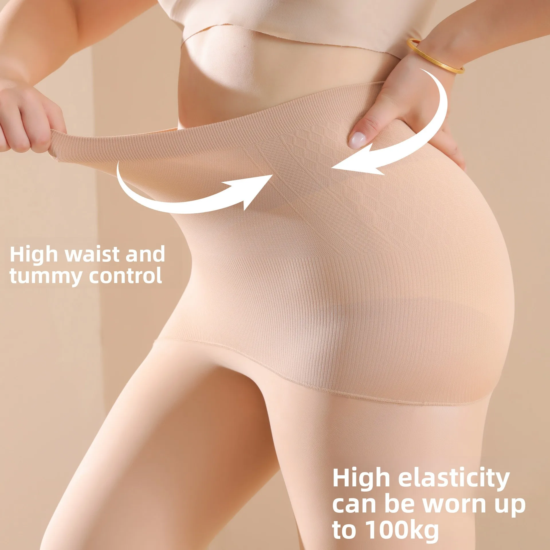 ‌ Medias desnudas sin costuras con forro polar de cintura alta de talla grande efecto de luz de agua pantimedias antideslizantes para mujer Otoño Invierno Primavera