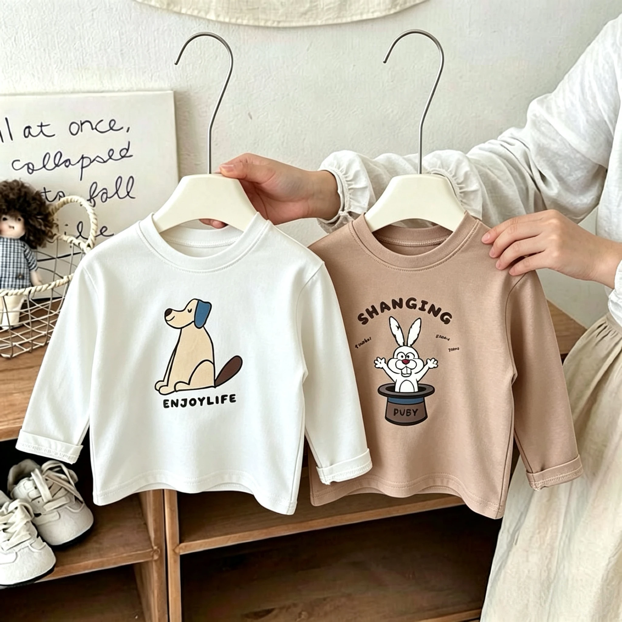 Cartoon Printed Kids Long Sleeve T-shirt Autumn Clothing Children Base Shirt Fashion Casual Versatile Girl Boy Crewneck Blouse