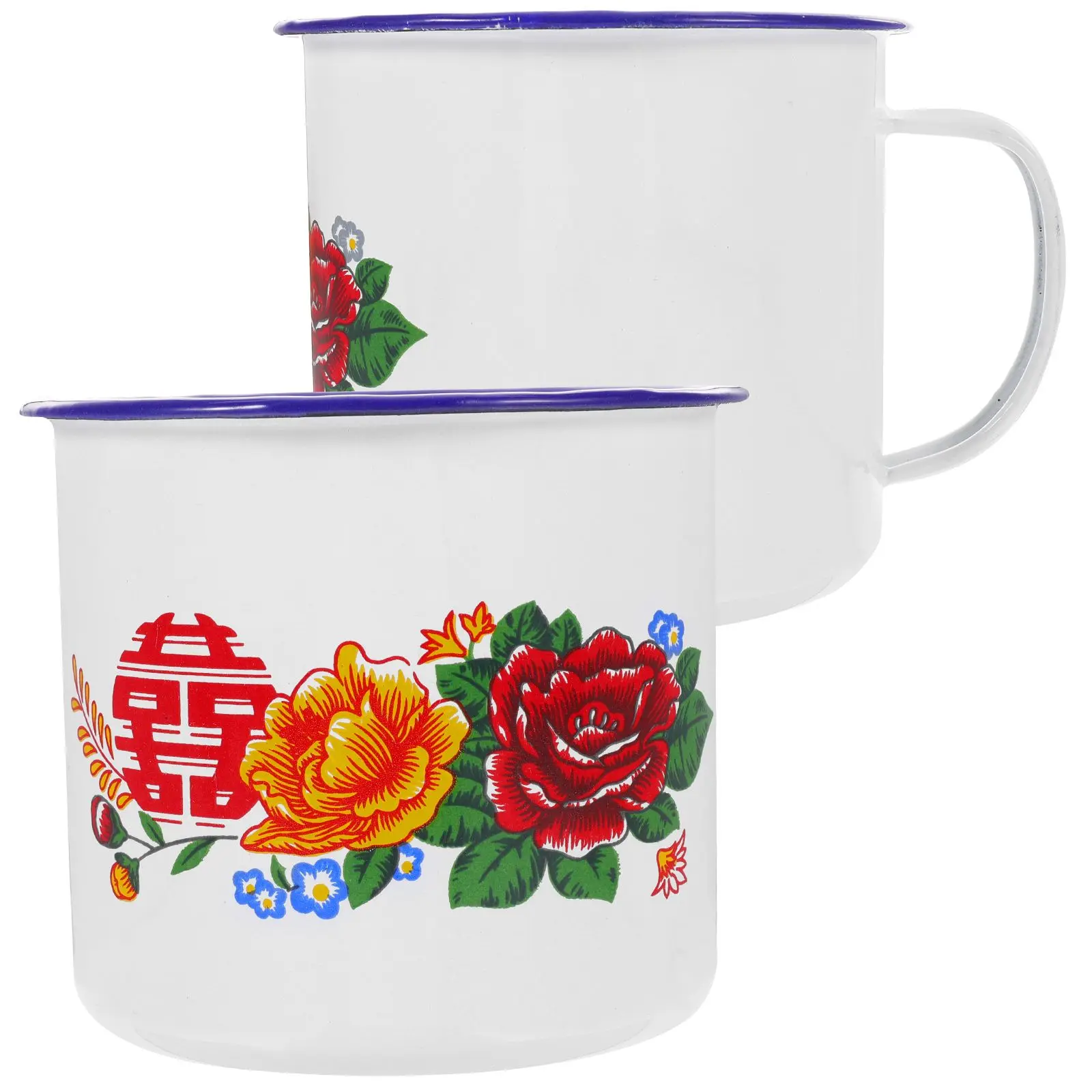 2 Pcs Enamel Mug Vintage Drinking Cups Retro Tea China Household Tumbler Classic Ceramic Coffee Cup Indoor Party Travel Mini - Image 5