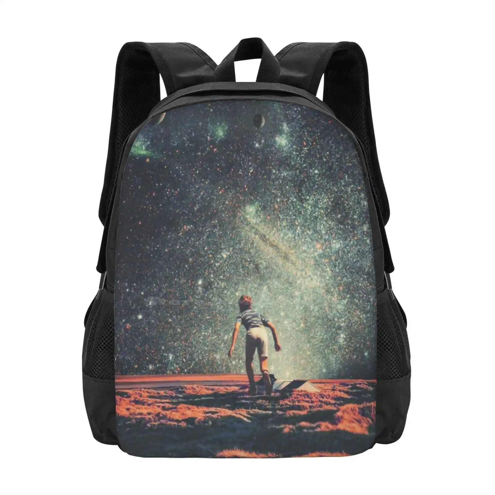 Nostalgia Backpack For Student School Laptop Travel Bag Frank Moth Vintage Collage Pop Art Space Universe Retrofuture Kid Child