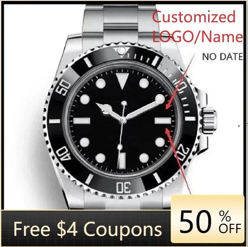 تخصيص الرجال التلقائية الميكانيكية ووتش 904L الفولاذ المقاوم للصدأ الياقوت التوقيت العالمي