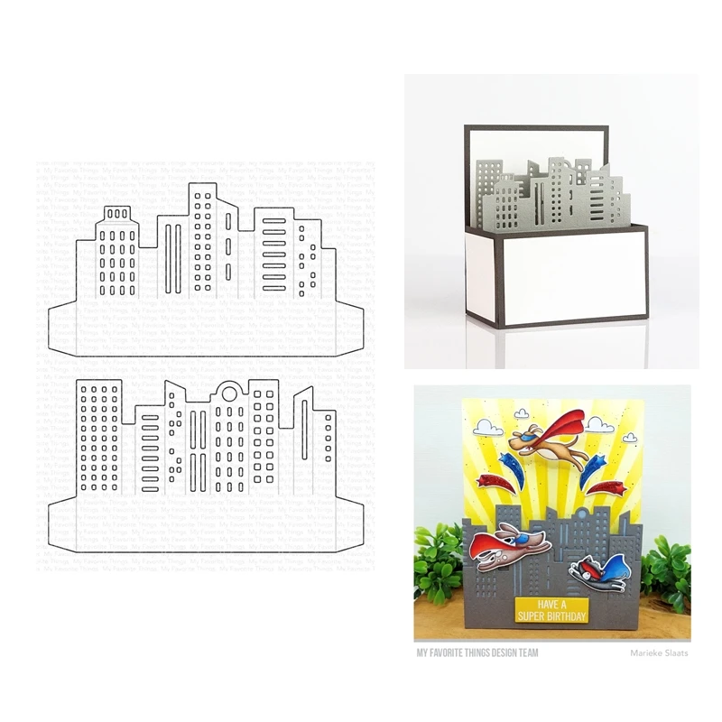 New 2022 August Outside the Box Cityscape Cutting Dies Scrapbooking for Paper Making Embossing Frames Card Set no Clear Stamps