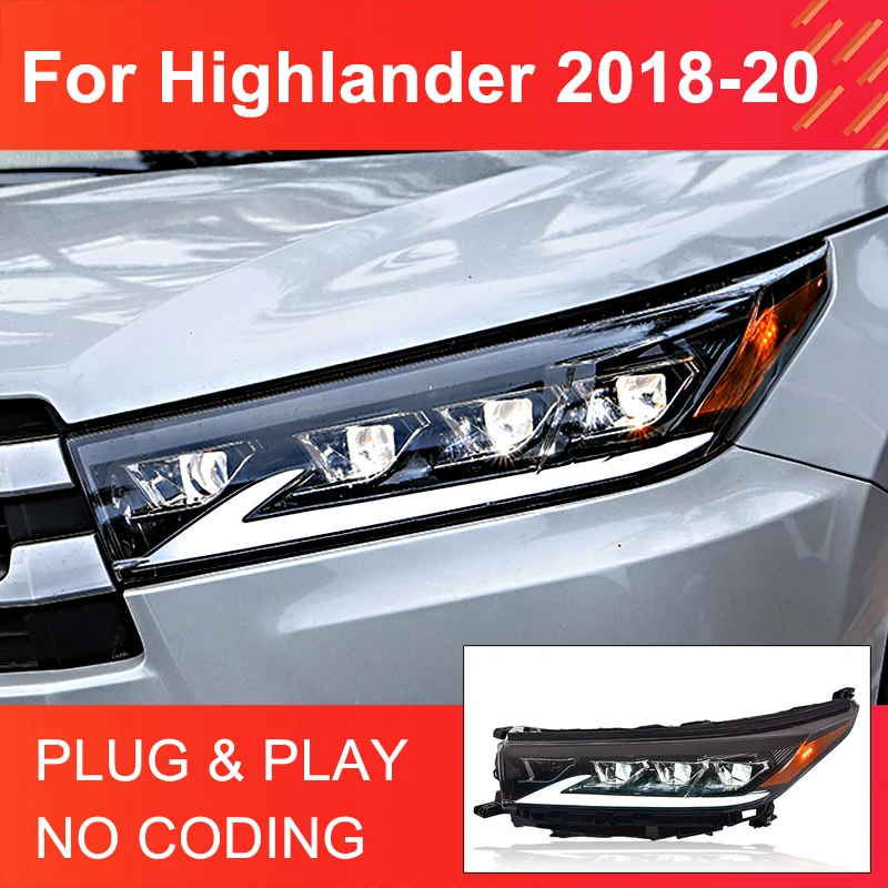 

1 Pair LED Headlight Assembly for Toyota Highlander 2018-2021 Headlights Plug and Play with LED DRL Dynamic Turning Head Lights