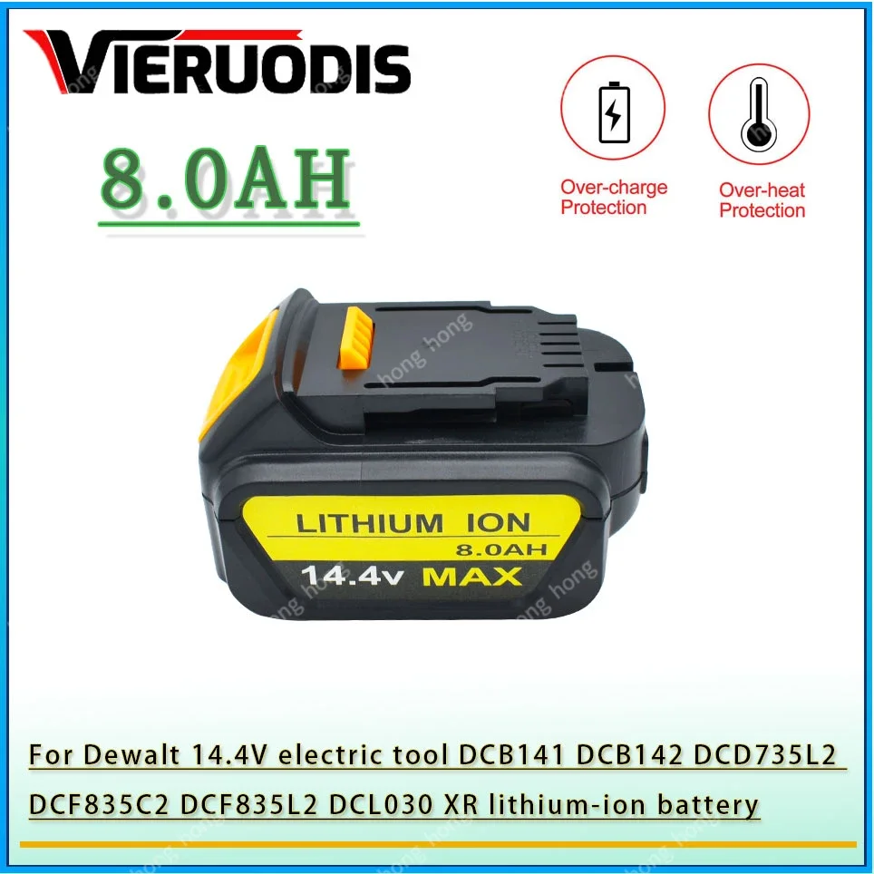 

for Dewalt 14.4V 8.0AH power tools battery DCB140 DCB141 DCB142 DCD735L2 DCF835C2 DCF835L2 DCL030 lithium-ion battery