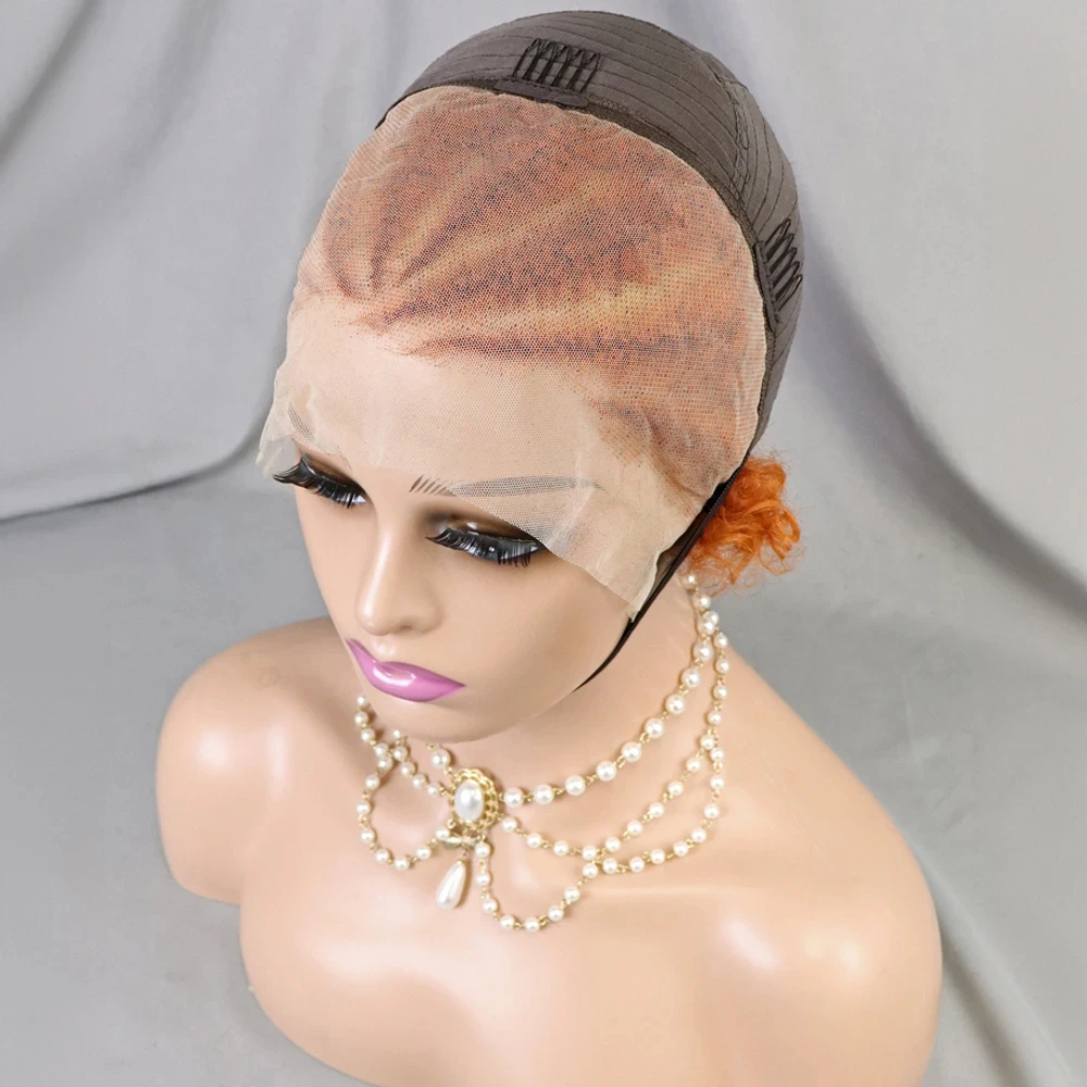 Highlight Ombre Geflochtene Perücken Echthaar Afro Puff Lace Frontal Haarperücken Afro Kinky Curly Echthaar 13x4 Lace Front Vorgeflochten – Detail 27