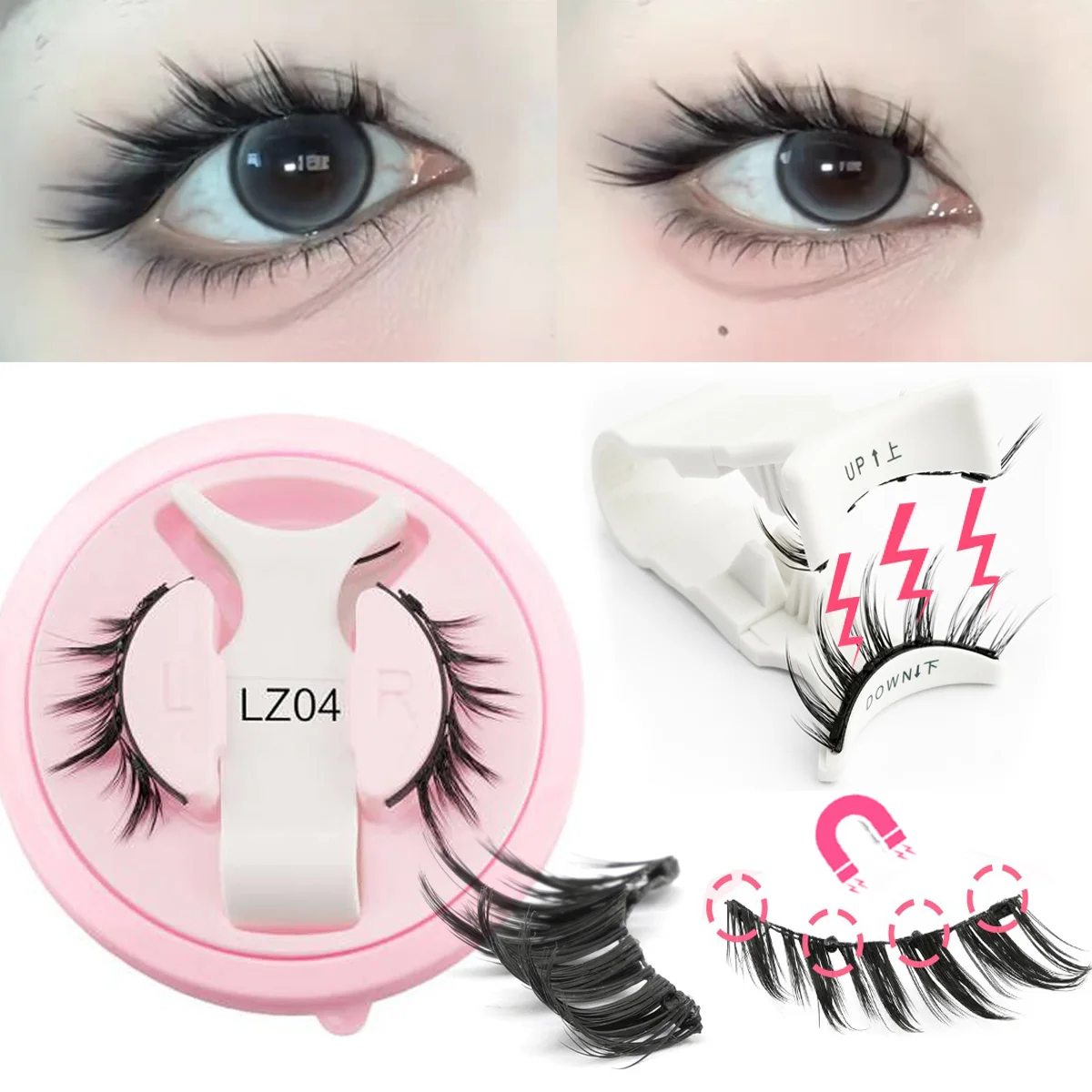 Kit ciglia magnetiche visone soffice 3D - 1 paio di estensioni ciglia finte naturali anime alate senza colla necessaria strumento per il trucco con fascia magnetica