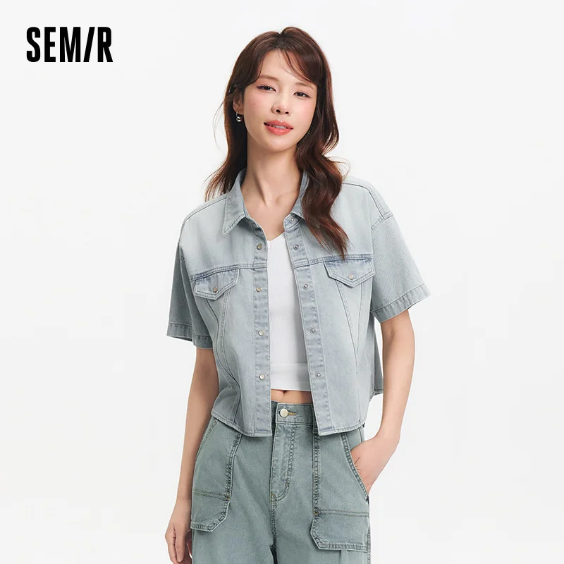 

Semir Soft Denim Shirt Women Short Style Loose 2025 New Summer Shirt