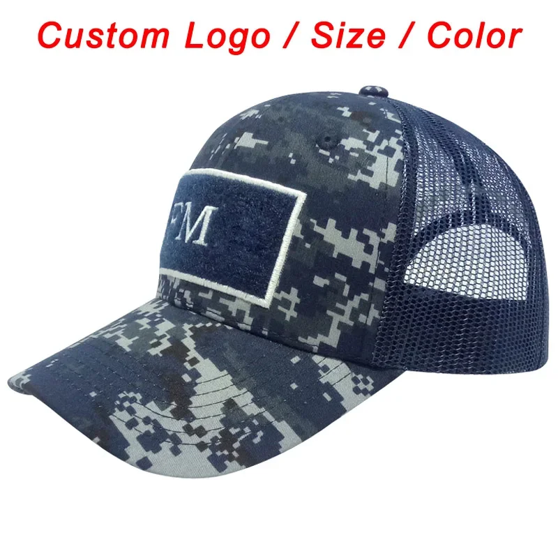 Camo Cap Camouflage Color Tennis Sport Football Baseball Beach Sun Headwear Custom Logo Snap Finshnet Mesh Back Trucker Hat