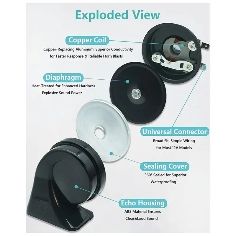 【PROMOTION】Car Horn 12V Electric Waterproof Universal Super Loud Auto Horn Low High Two Tone
