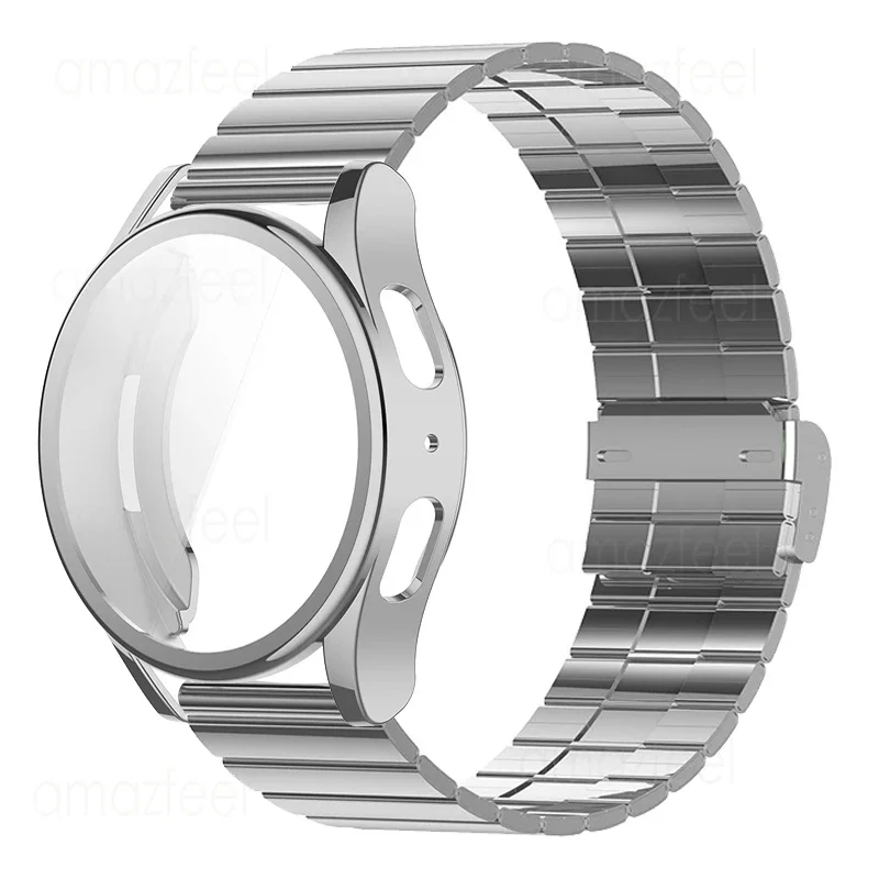 Correa de Metal y funda protectora de TPU suave para Samsung Galaxy Watch 7, correa de reloj de 44mm para Galaxy Watch 7, marcos de cubierta protectora de 40mm