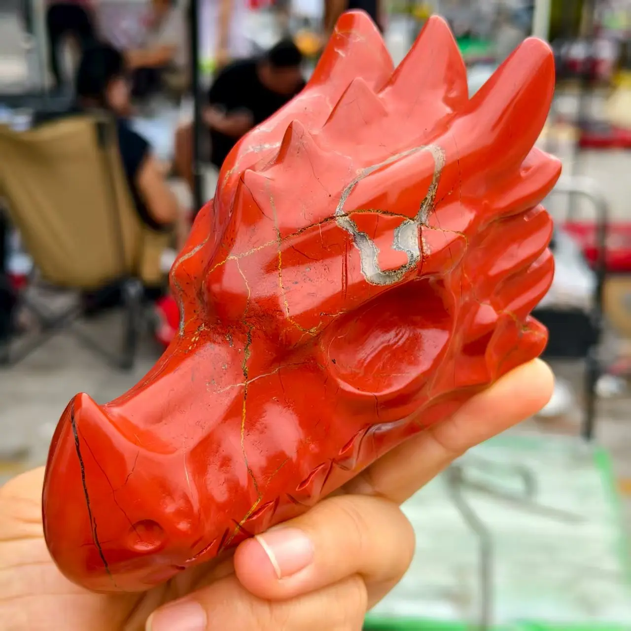 

Natural Red Jasper Dragon Head,Quartz Crystal Red Ore Dragon Head, Mineral, Spiritual Energy, Healing Dragon