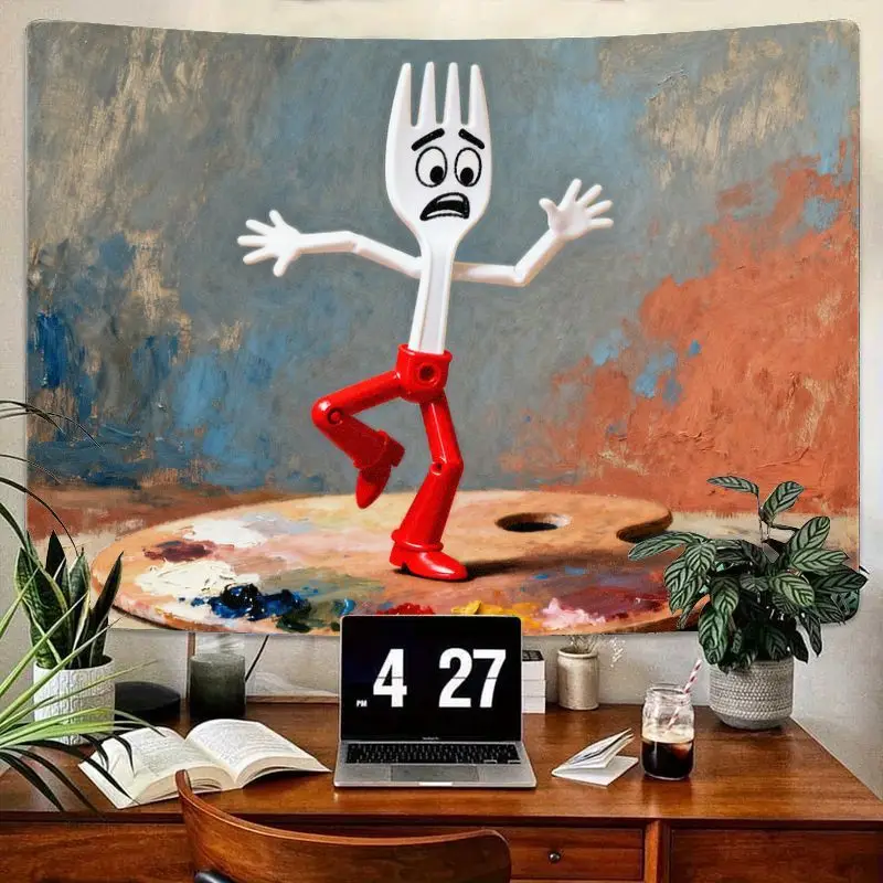 

1 шт., гобелен «История игрушек 4» Forky Afraid, забавный мультяшный эстетический абстрактный полиэстер, настенное искусство для гостиной, спальни, общежития, декор Gif