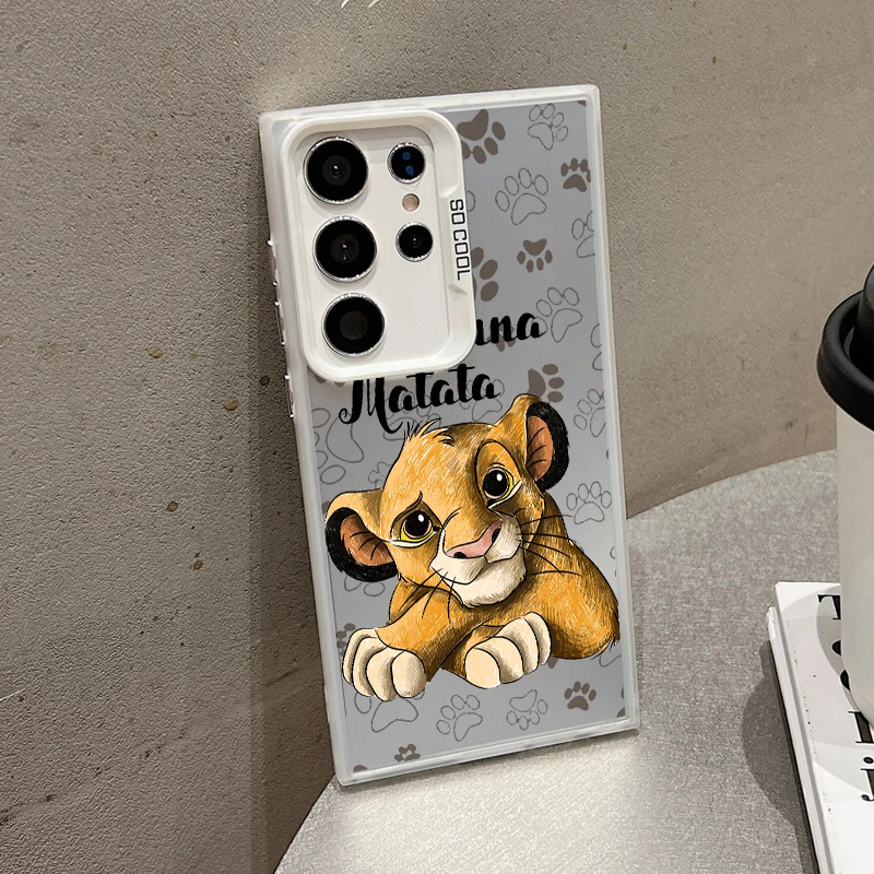 The Lion King Hakuna Cartoon For Samsung A71 A52 A53 A51 A34 A33 A32 A21S A23 A15 A12 A13 A05 5G Colorful Silver Funda