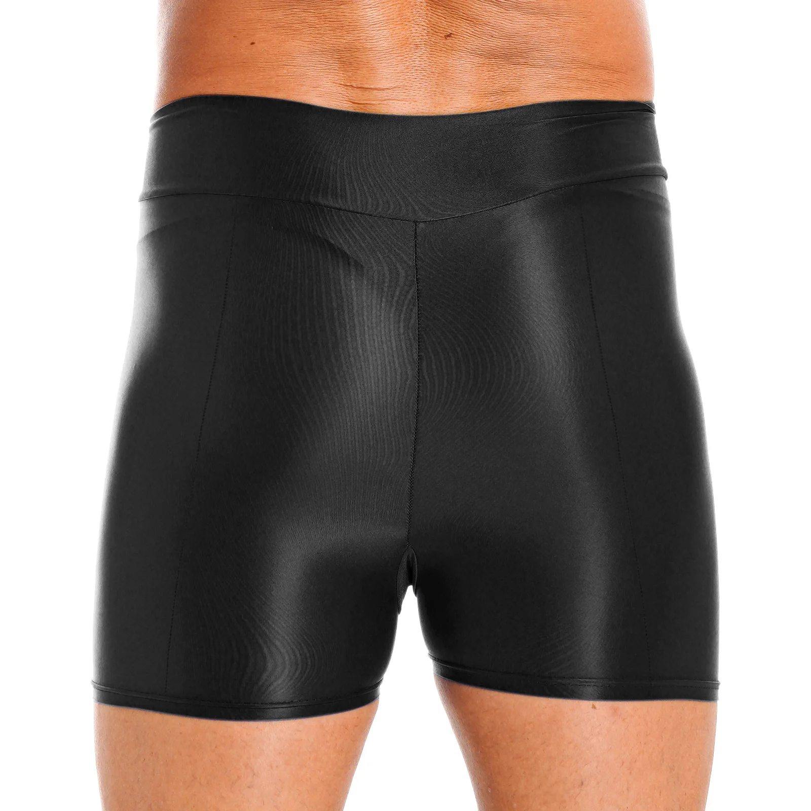 Men\'s Glossy Swimming Shorts Swimwear Swimsuit Lingerie Oil Smooth Elastic Short Pants Leggings for Sports Gym Yoga Surfing