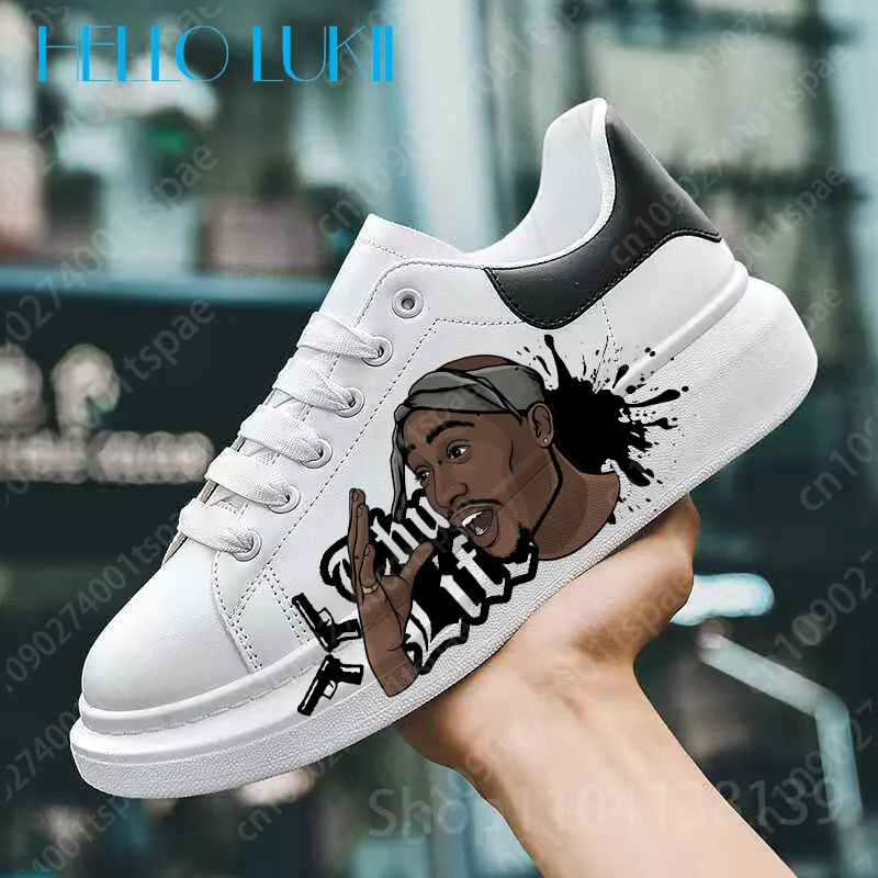 شعبية مغني الراب tupac 2pac الطباعة أحذية الكبار رجل بلون وحيد للماء بو الجلود بسيطة مريحة حذاء كاجوال هدية #5