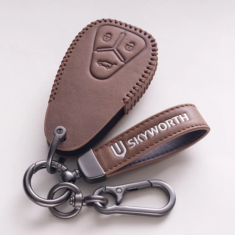 Key Fob Cover For Skyworth HT-i EV6 ET5 2023 Leather Key Case Key Chains Car Accessories