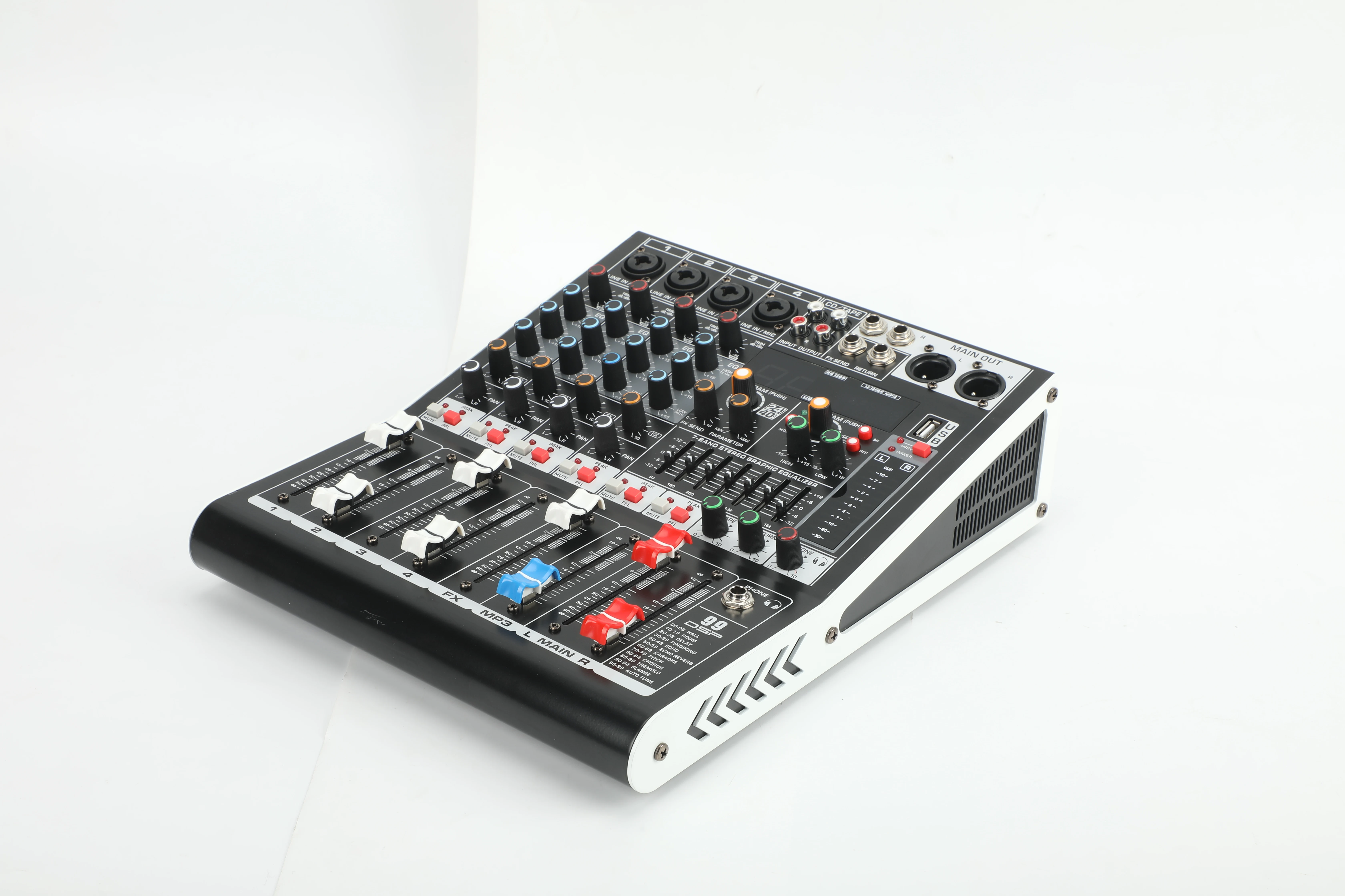 Baru BG 4 Channel 99 DSP Audio Mixer 48V Phantom Power USB Studio suara acara langsung Bluetooth DJ konsol pencampuran untuk Karaok bernyanyi