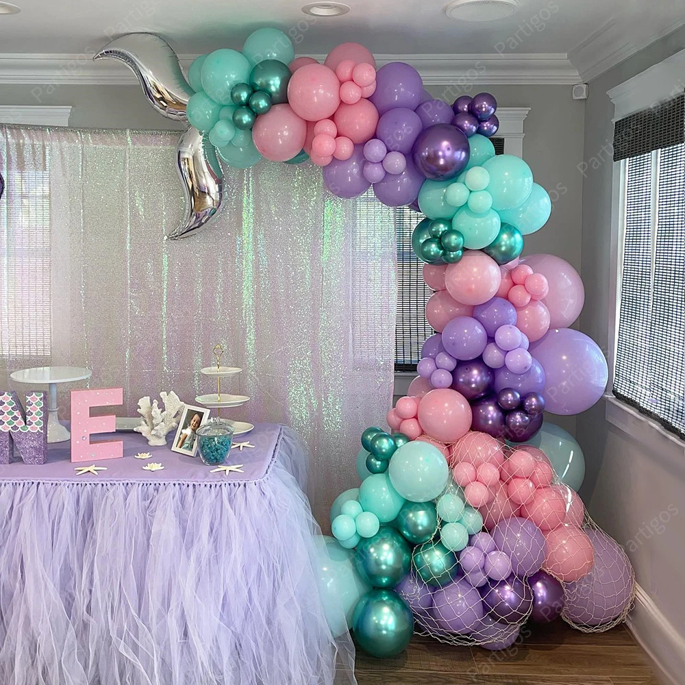 

119pcs Mermaid Tail Balloon Garland Macaron Chrome Metallic Latex Balloons Mermaid Wedding Birthday Party Decoration Baby Shower