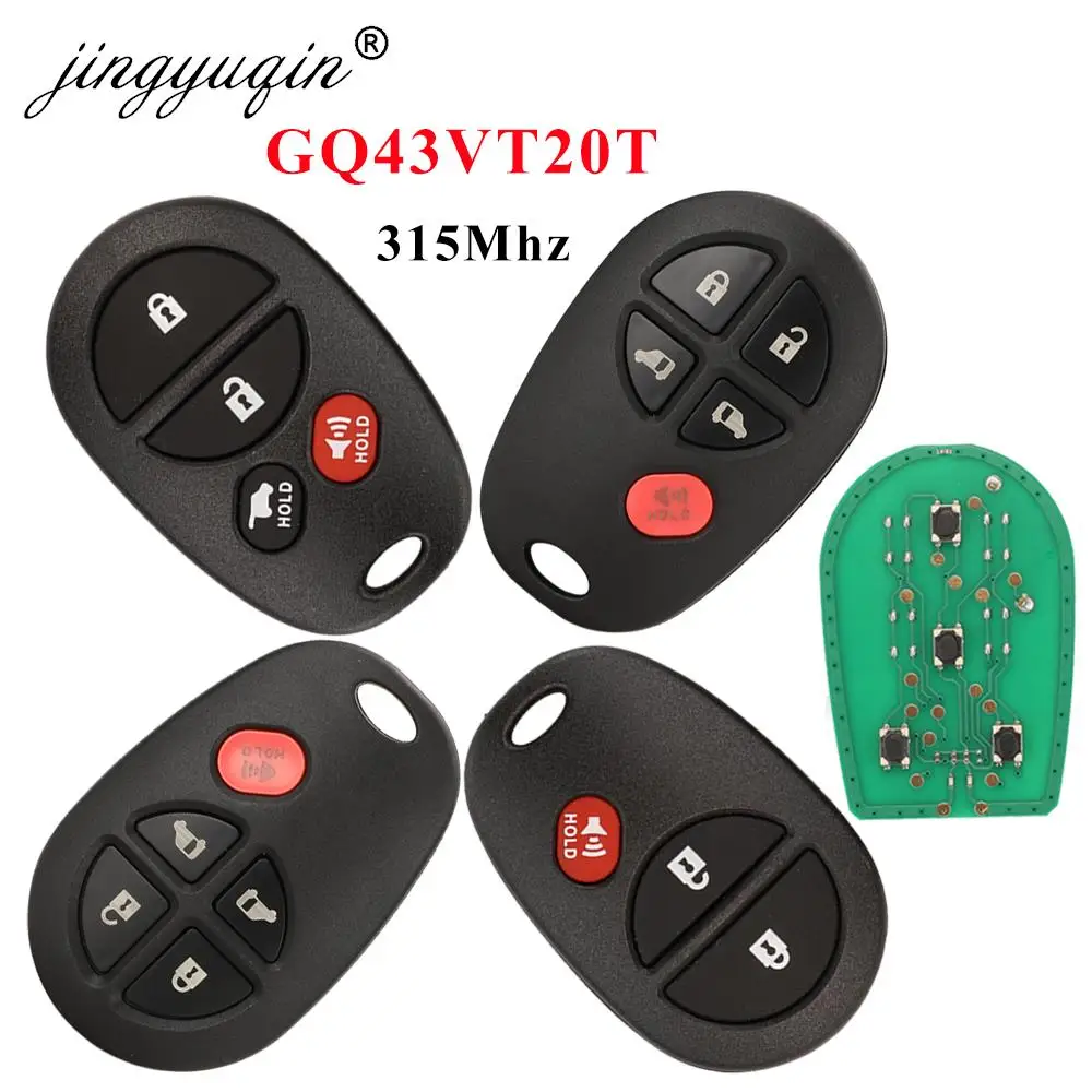 jingyuqin GQ43VT20T 3/4/5/6 BTN 315MHz Remote Car Key Fob for Toyota Sienna Solara Avalon Camry Highlander Sequoia Tacoma Tundra