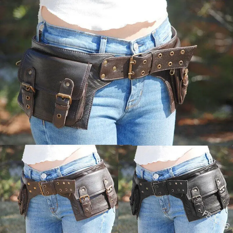 Medieval Faux Leather Waist Bag Steampunk Hip Pocket Buckle Hip Belt Festival Pocket Hip Bag Warrior Larp Cosplay Wallet