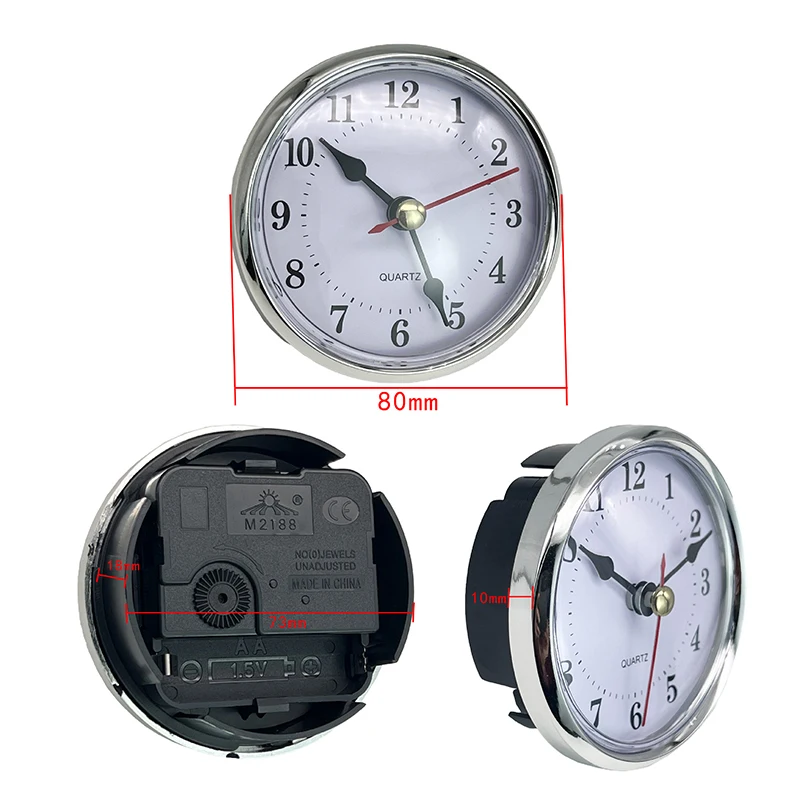 Classic Clock Craft Quartz Movement Dia.80mm Round Clocks Insert Roman Number Little Clock Arabic Numbers Wall Decor 2Colors