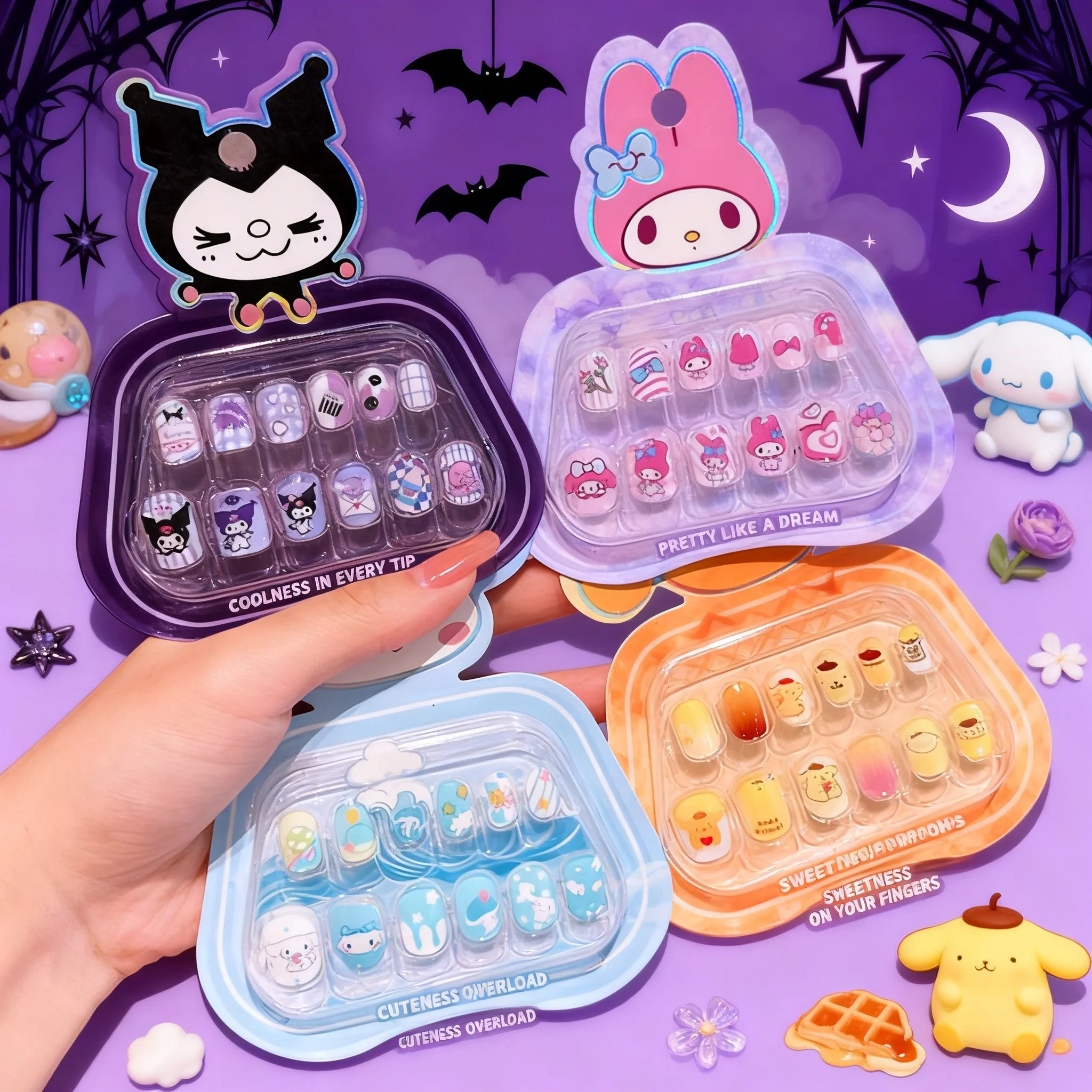 

Милые накладные ногти Hello Kitty: изысканные украшения для рук, модный дизайн с персонажами, аксессуар для стилизации ногтей