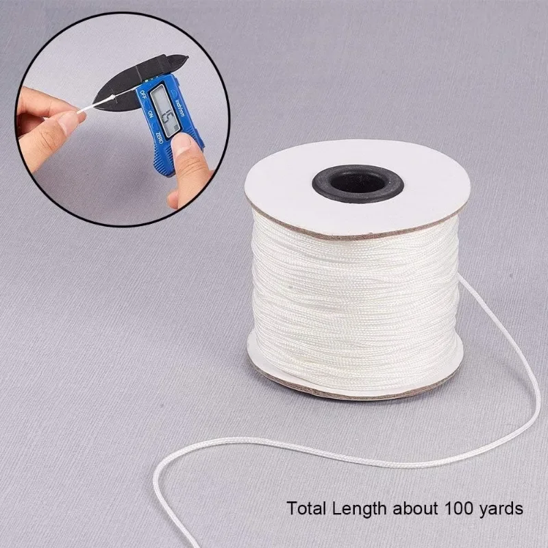 1.5mm White Nylon String 100 Yards Lift Shade Cord Blinds Pull Wind Chime String Braided Beading Kumihimo