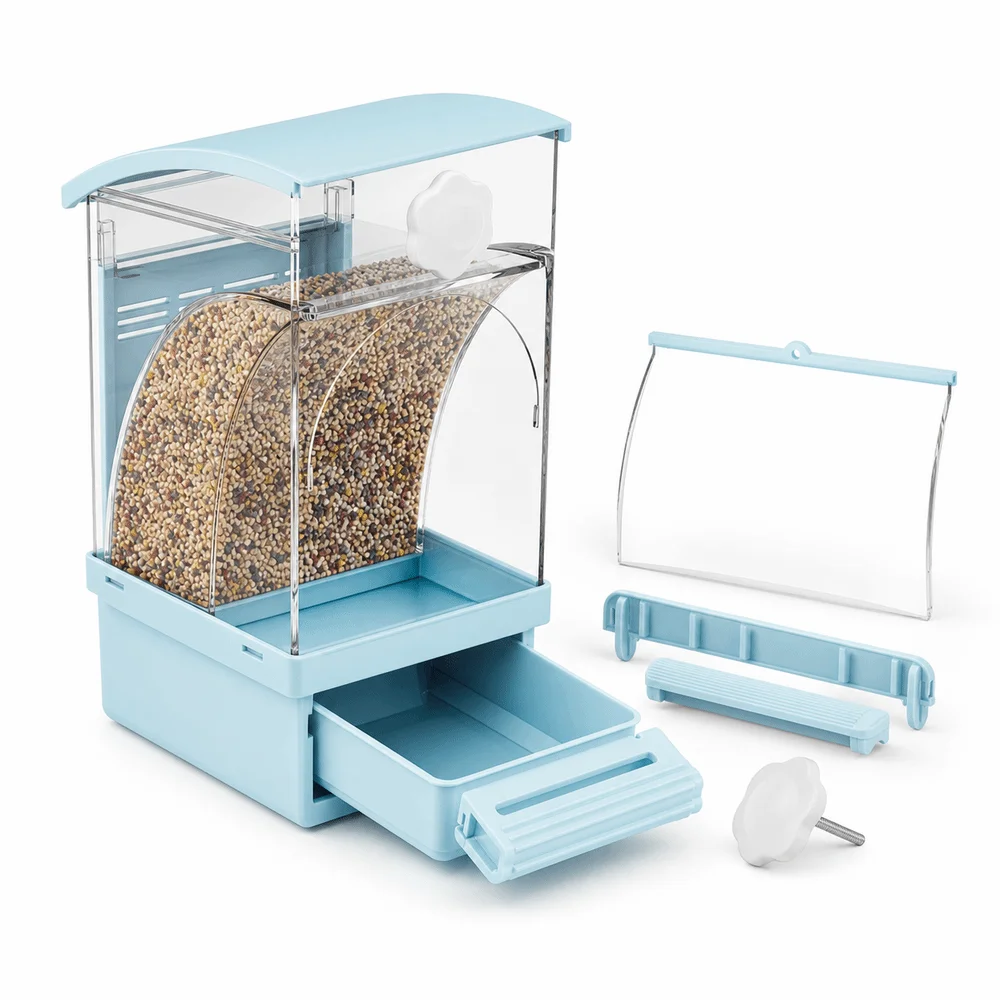 New Plastic Bird Feeder Large Capacity Weather-Resistant Hummingbird Feeder Pull-Out Drawer Dustproof Transparent Feeder Garden