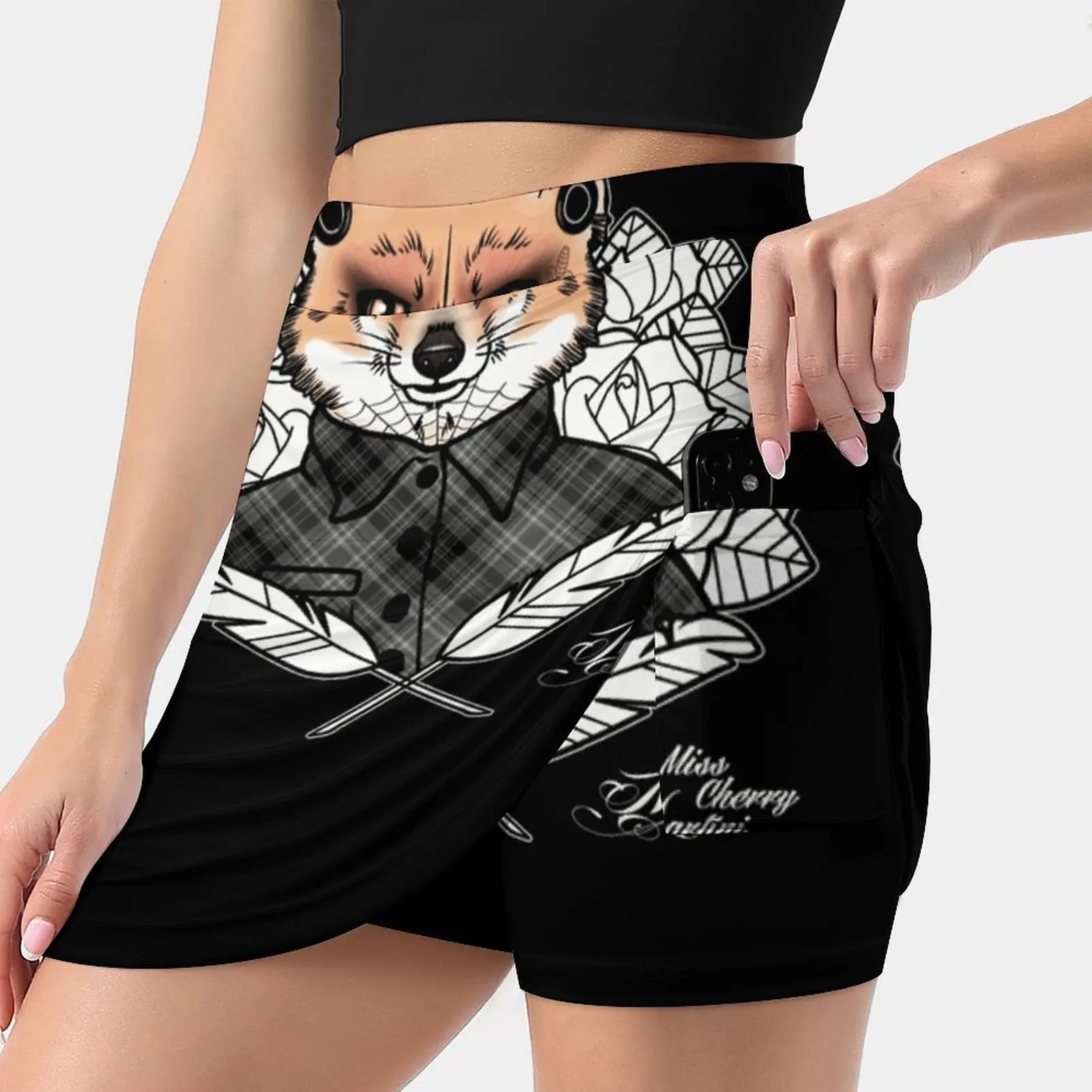 

Mr Fox Women's skirt Mini Skirts A Line Skirt With Hide Pocket Miss Cherry Martini Miss Martini Cherry Martini Tattooed Fox