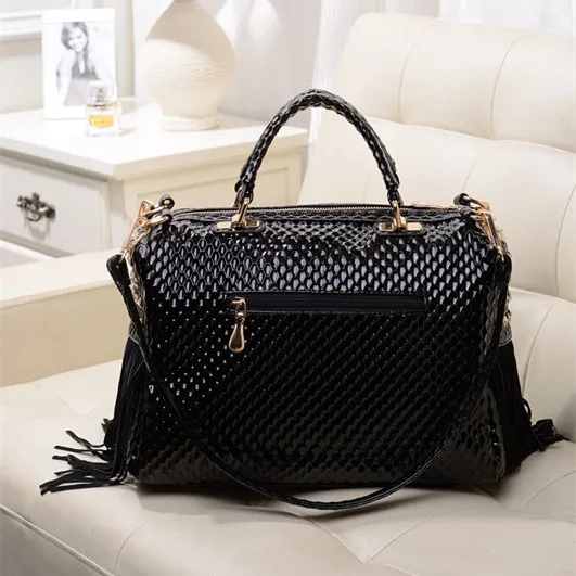 New Luxury Fashion Brand Women\'s Handbag Genuine Leather Tassel Fashion Rhinestone Large Capacity Female Shoulder Crossbody Bags